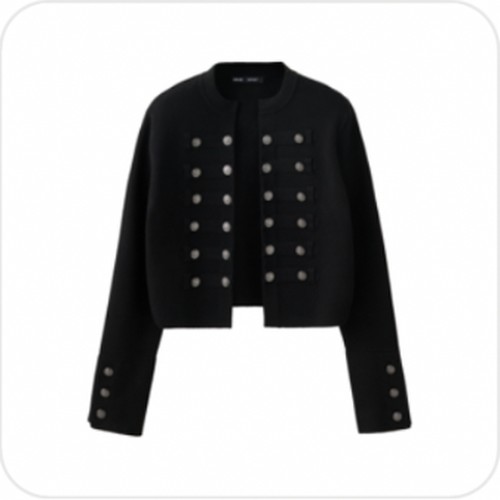 Mango Jafar black cropped fine-knit military-inspired jacket