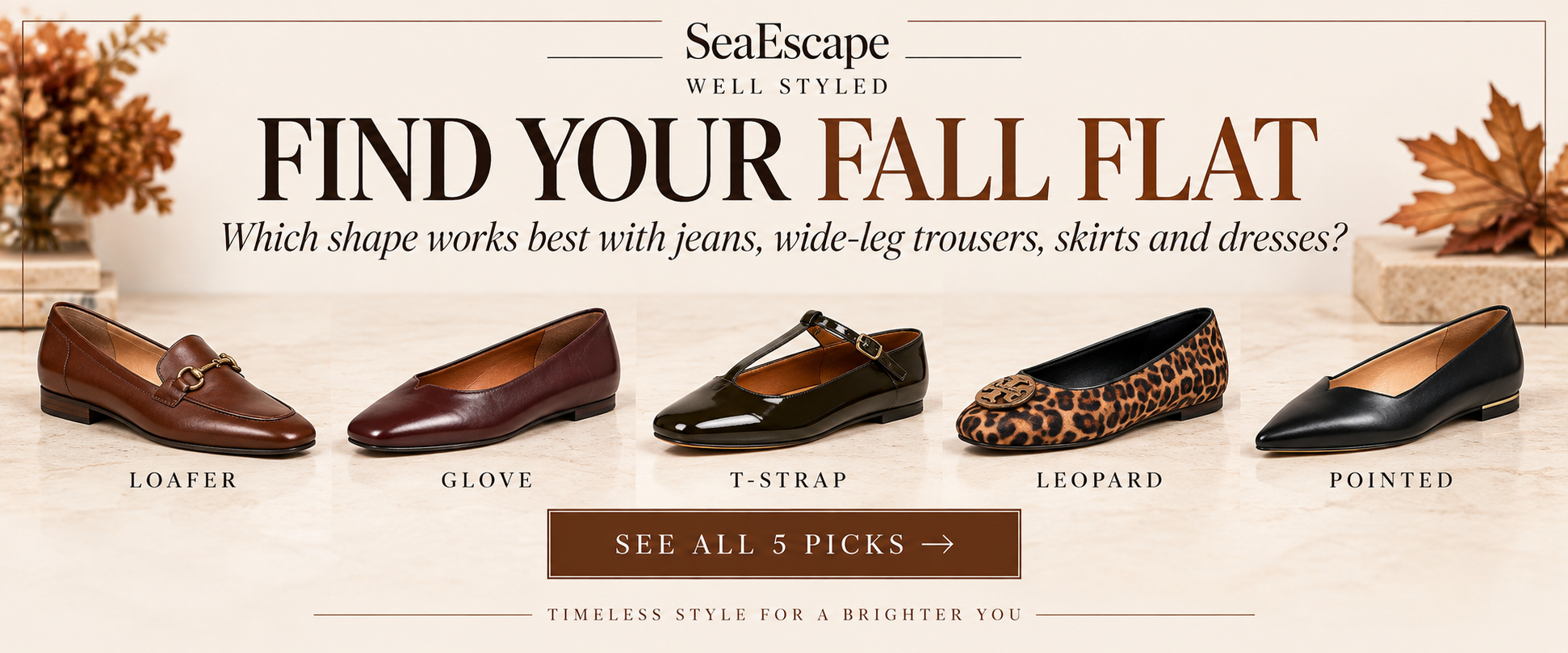 The Fall Flat Edit featuring five polished flat shoe trends for Fall 2026