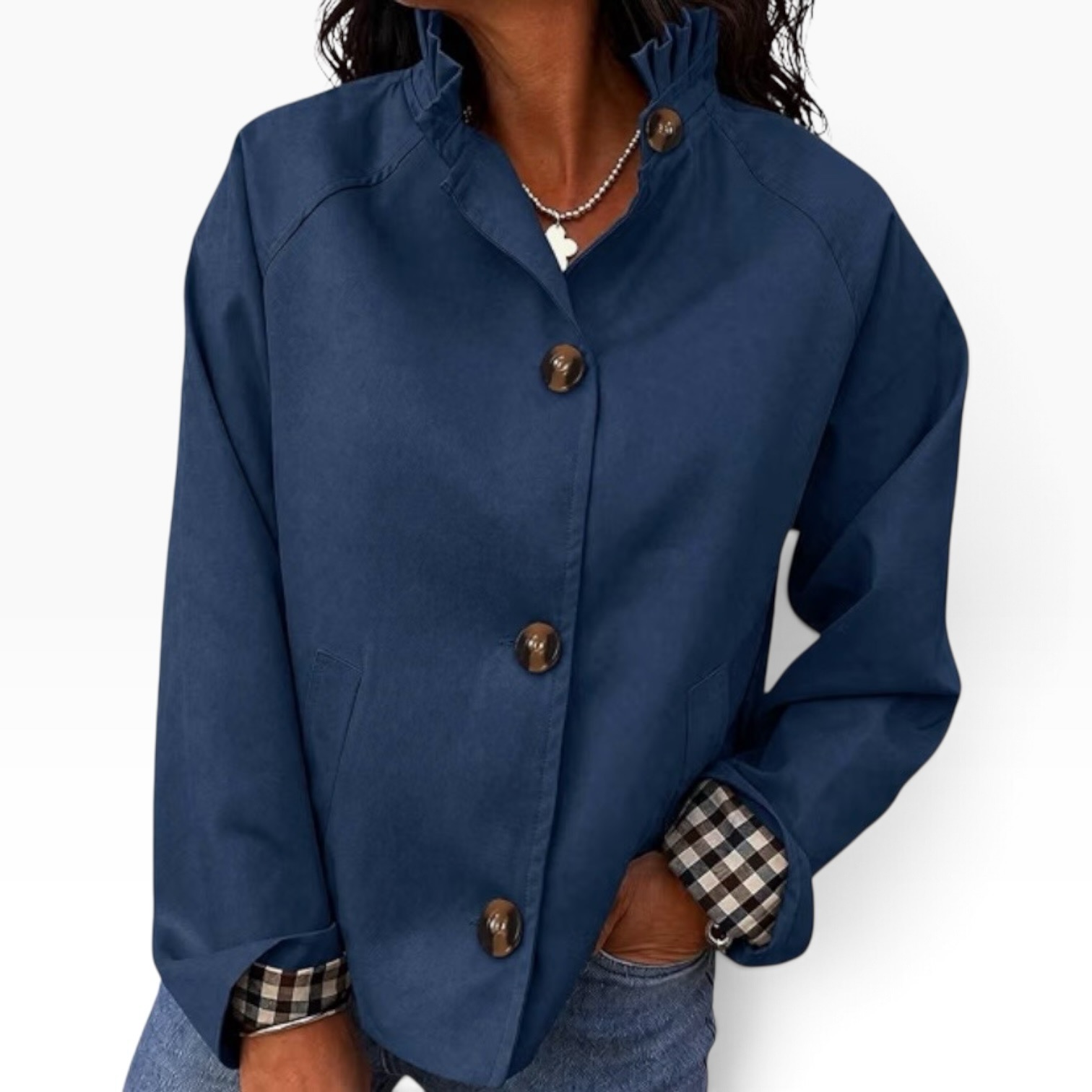 Navy sculptural collar jacket