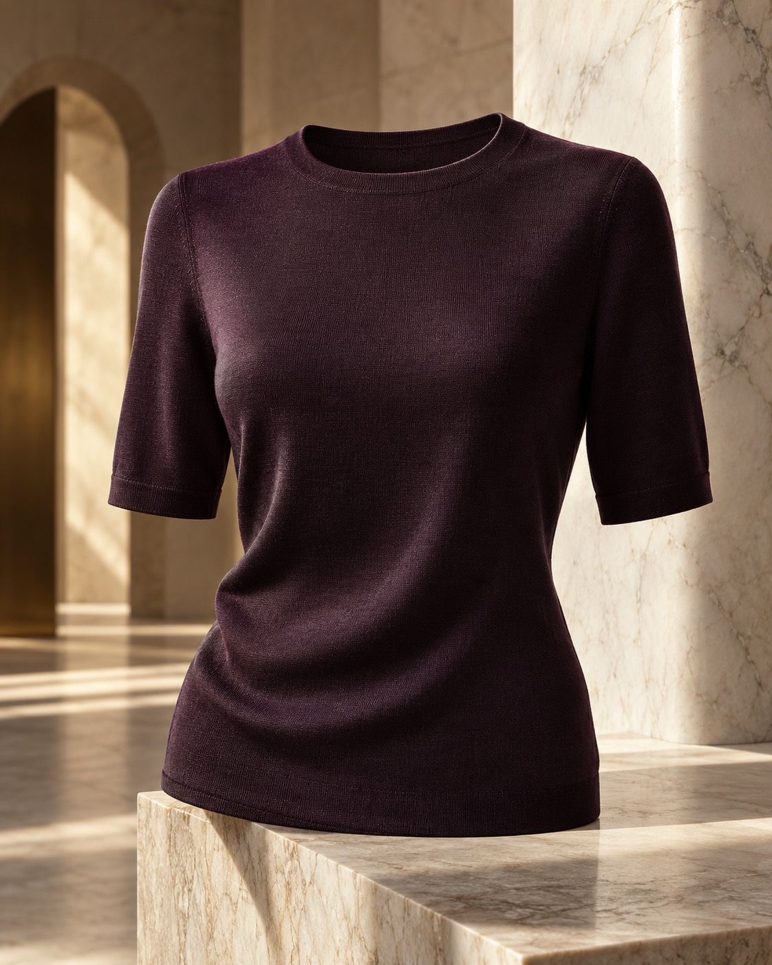 Plum knit top for an elegant Fall 2026 wardrobe
