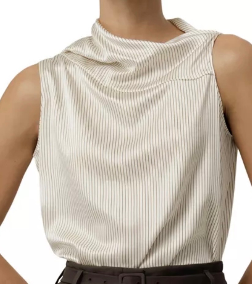 LILYSILK ivory draped silk top