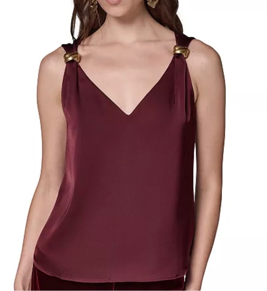 Donna Karan burgundy V-neck top