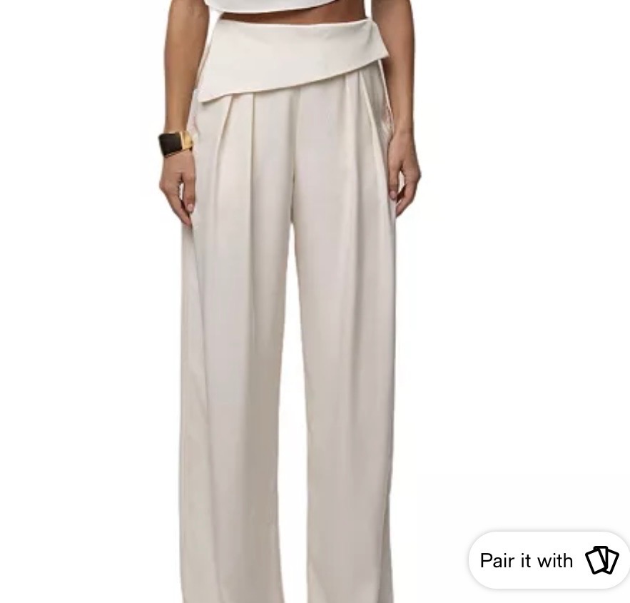 Ivory wide-leg tailored pants