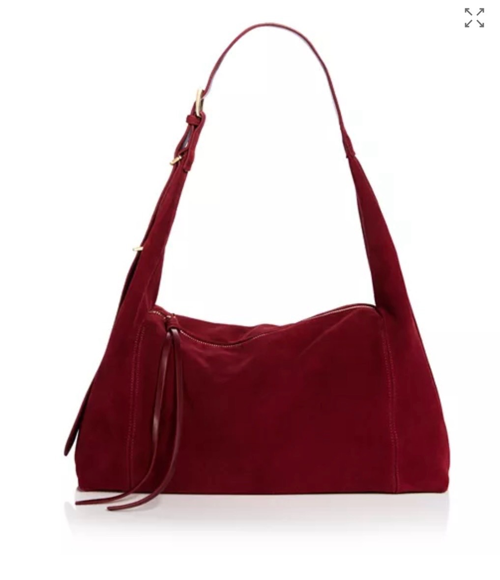 AQUA burgundy suede slouch handbag