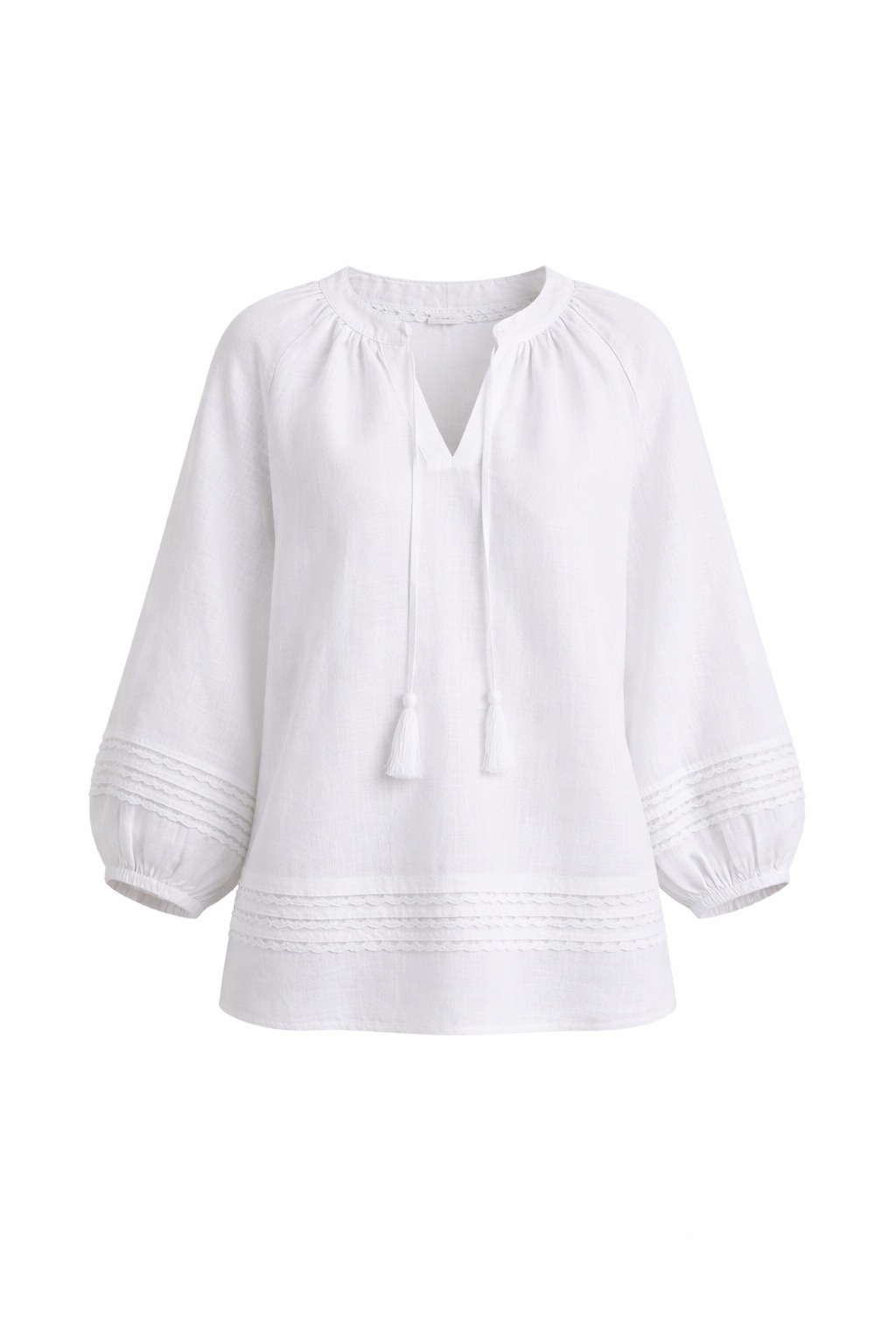 Linen crochet-trim top thumbnail