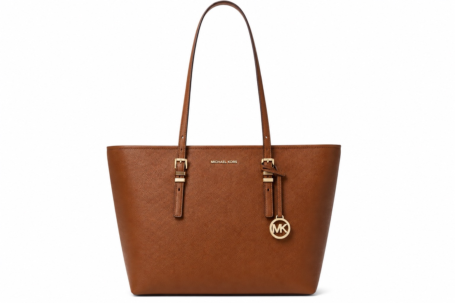 Michael Kors Quinn large pebbled leather tote in luggage