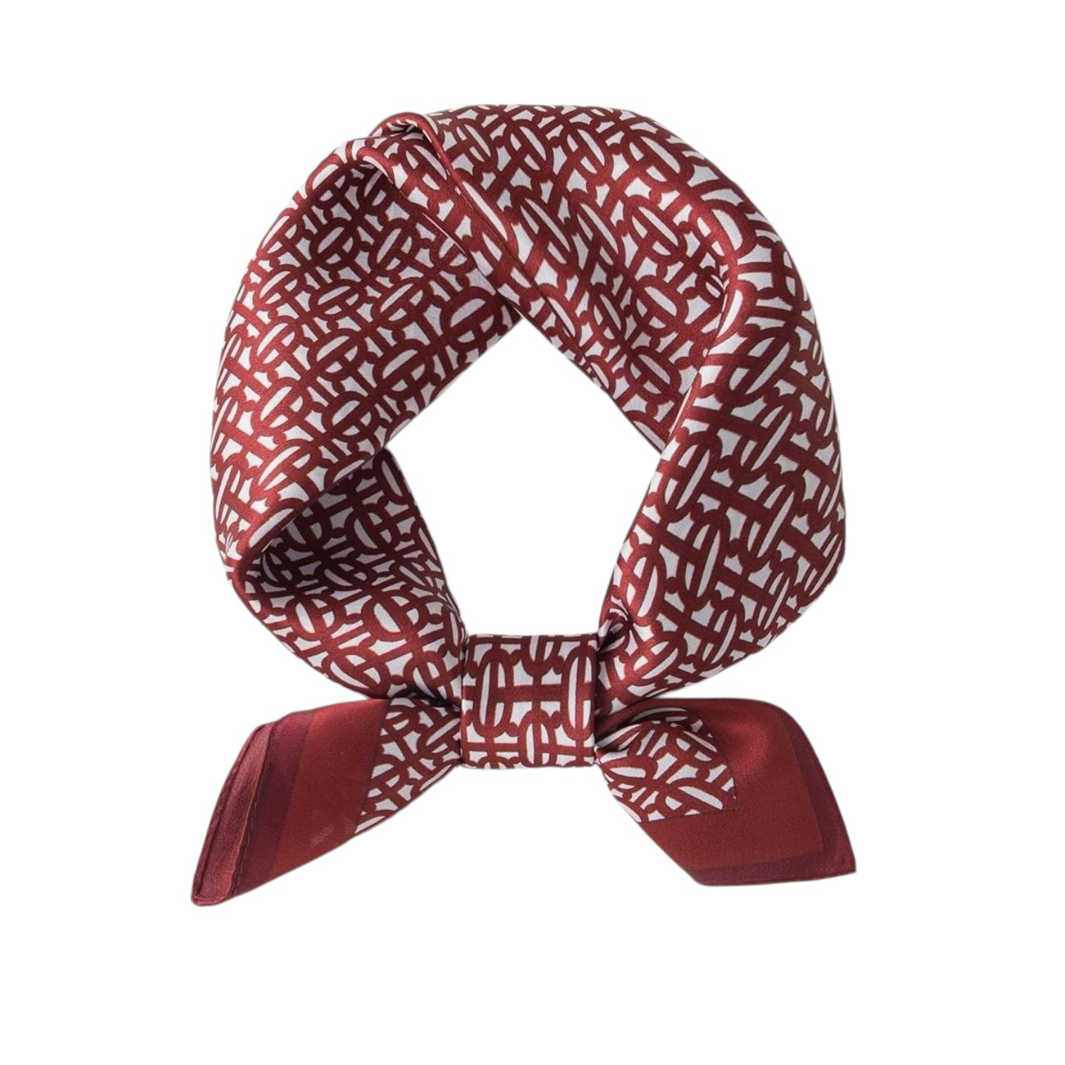 Burgundy and ivory silk square scarf