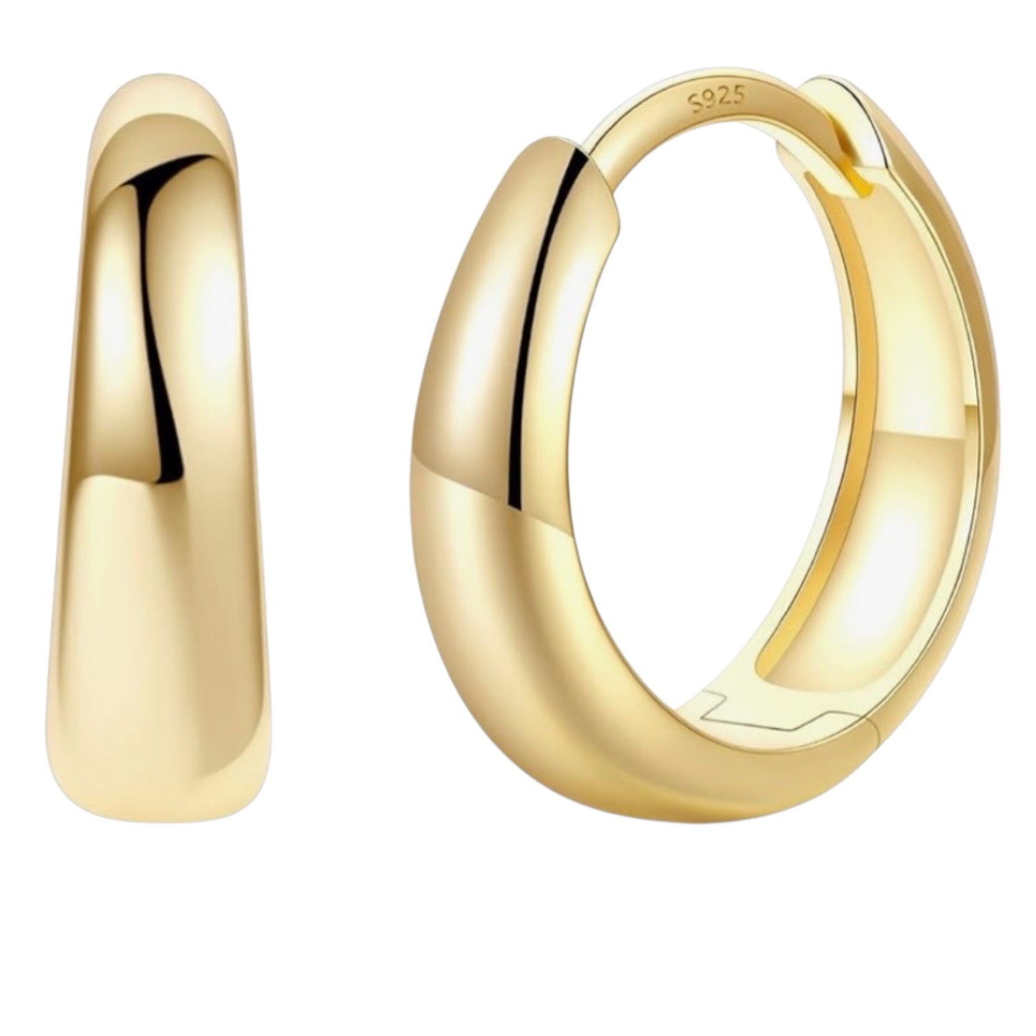 Polished rounded gold hoop earrings