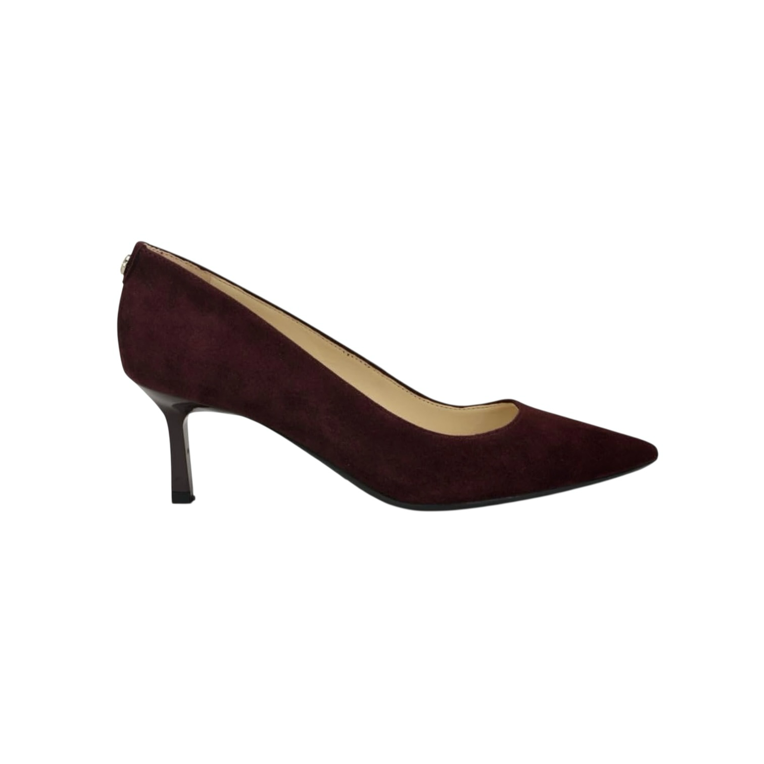 Burgundy suede pointed-toe heels