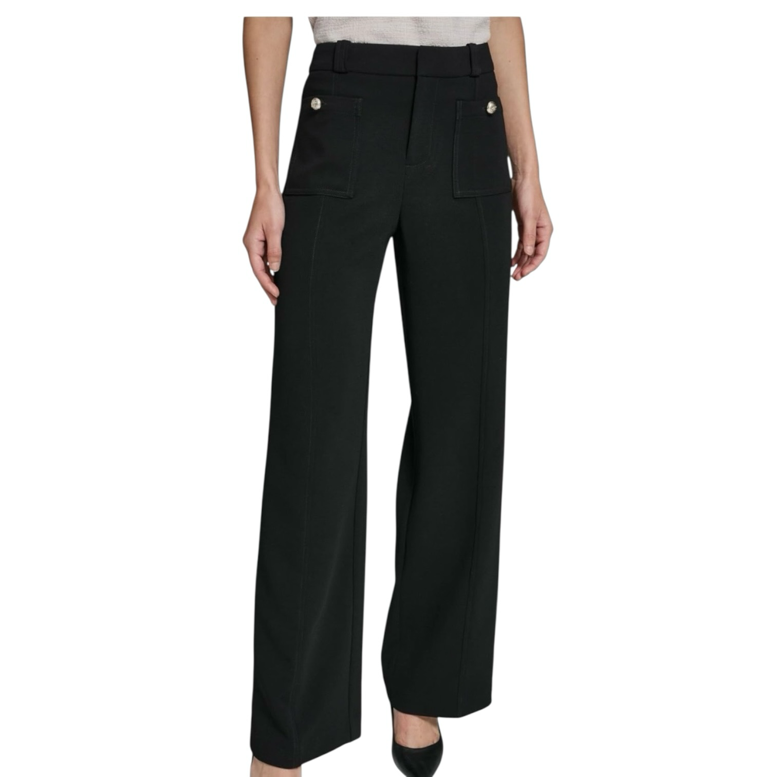 Black high-rise wide-leg jeans